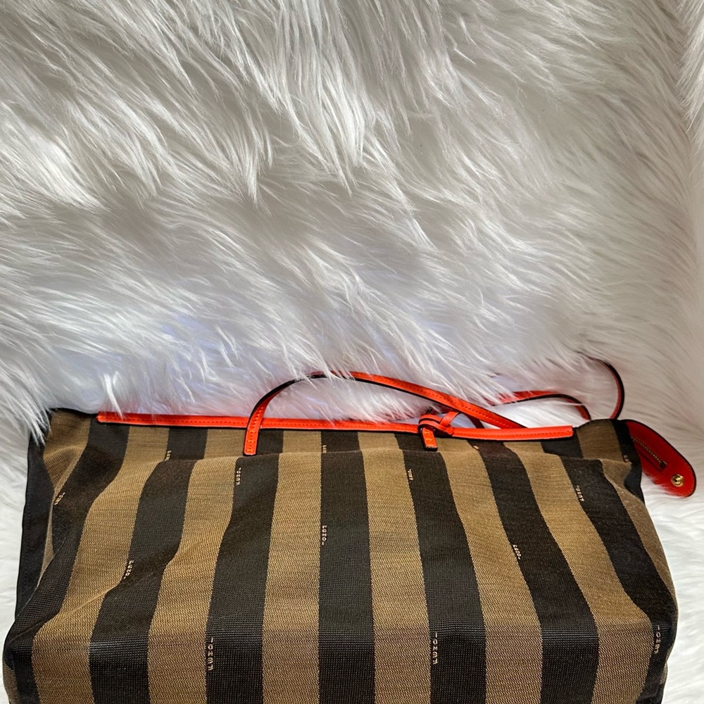Fendi Women's Striped Tote Bag - orange and Brown - Picture 11 of 16